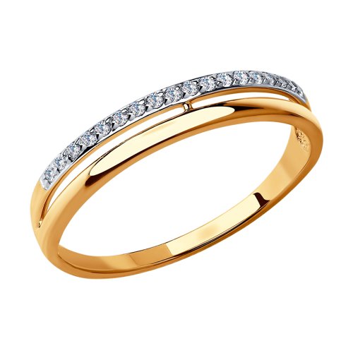 Обручальное кольцо из золота 585 пробы с фианитами