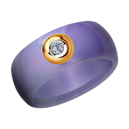 Керамическое кольцо с золотом и бриллиантом
