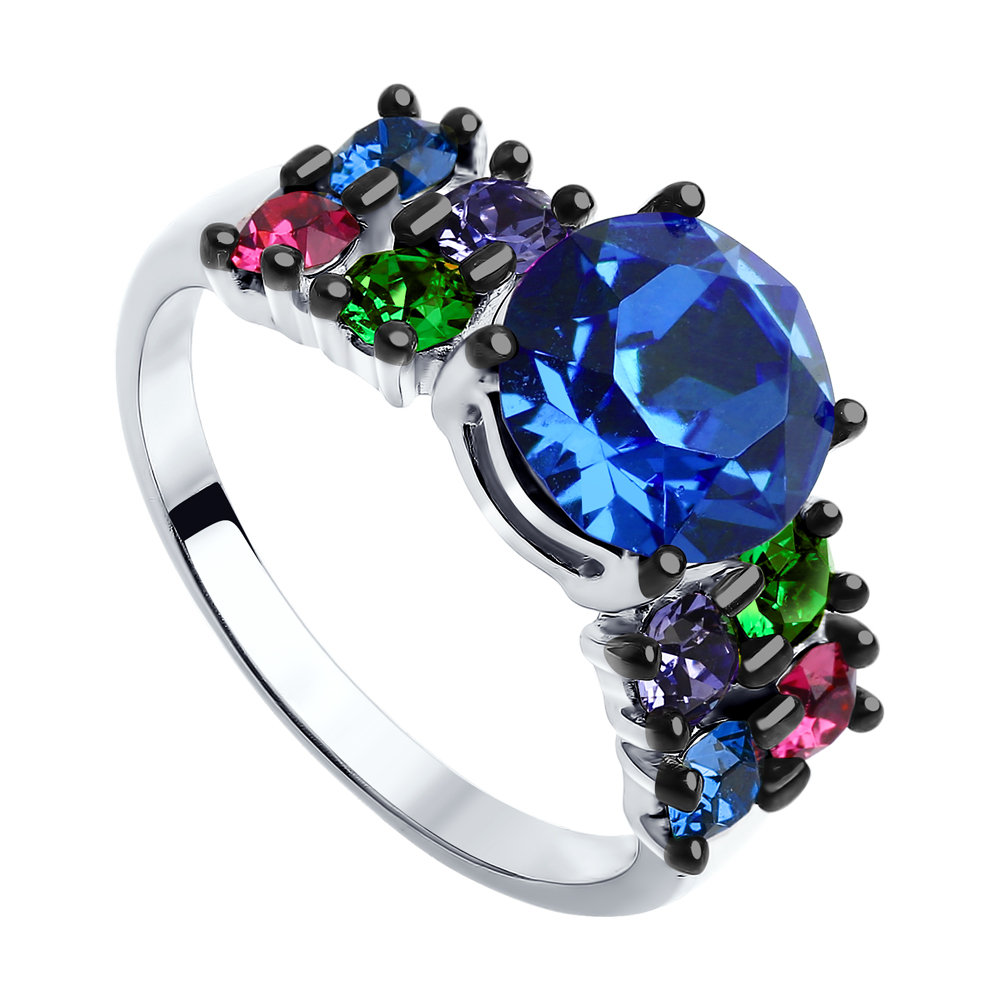 Cеребряное кольцо с кристаллами Swarovski