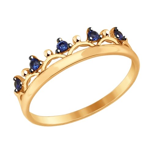 Кольцо из золота с синими фианитами