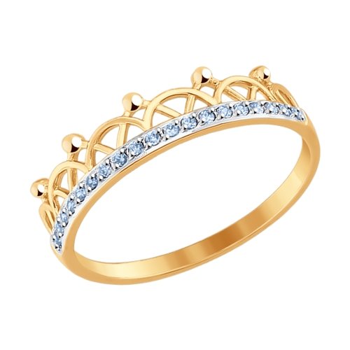 Кольцо из золота с голубыми фианитами