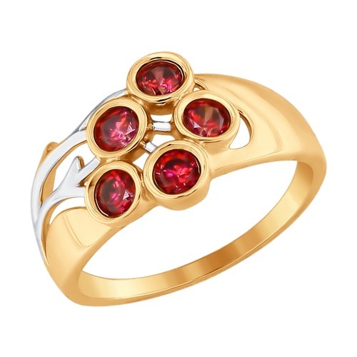 Кольцо из золота с красными фианитами