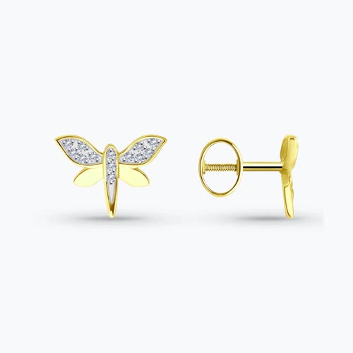 Серьги из желтого золота с фианитами