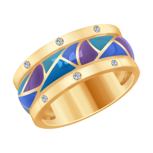 Кольцо из золота с эмалью и бриллиантами