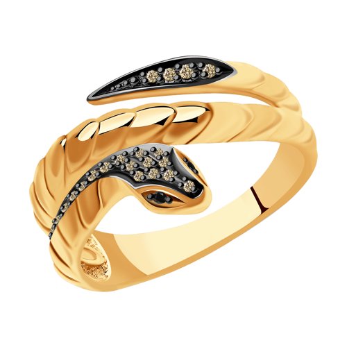 Кольцо из золота с бриллиантами в виде змеи