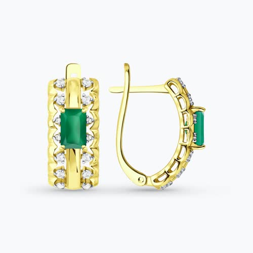 Серьги из желтого золота с миксом камней