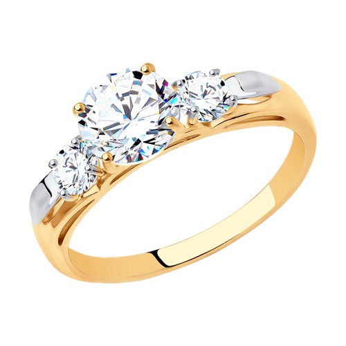 Помолвочное кольцо из золота с фианитами