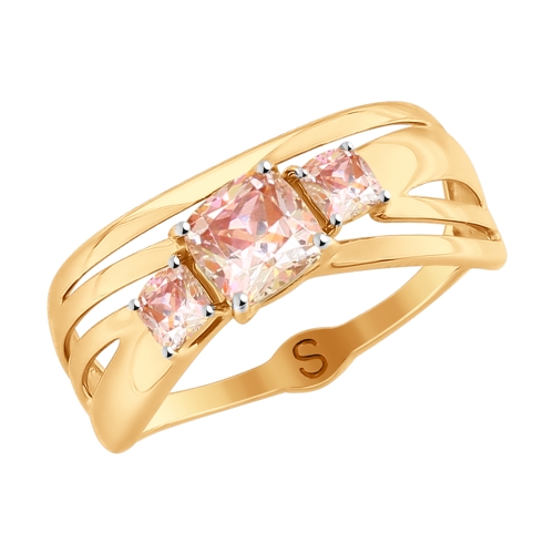 Кольцо из золота с розовыми Swarovski Zirconia