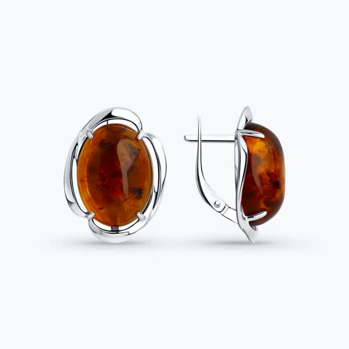 Серьги из серебра с янтарём
