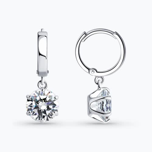 Серьги из серебра с фианитами
