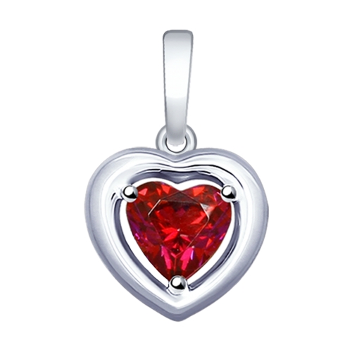 Подвеска из серебра с красным Swarovski Zirconia в виде сердца