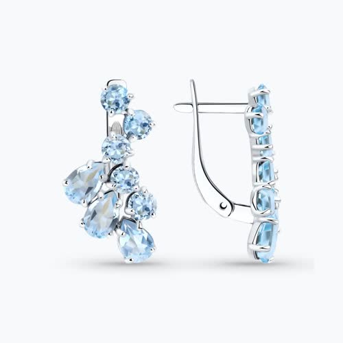 Серьги из серебра с топазами