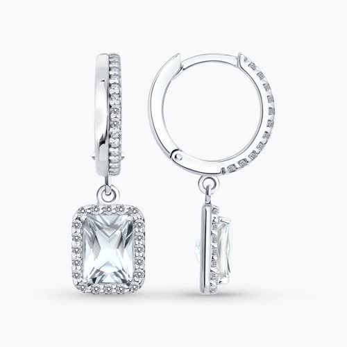 Серьги из серебра с горным хрусталем и фианитами