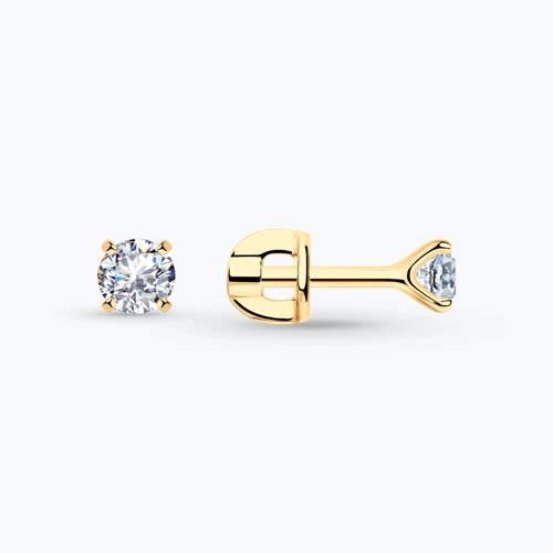 Серьги из золочёного серебра с фианитами