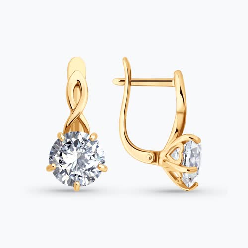 Серьги из золочёного серебра с фианитами