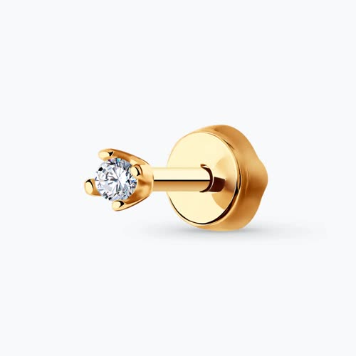 Серьга одиночная из серебра с фианитом