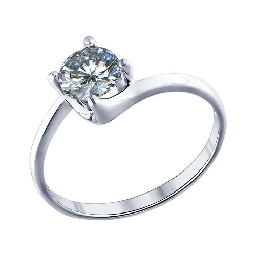 Серебряное помолвочное кольцо с крупным фианитом