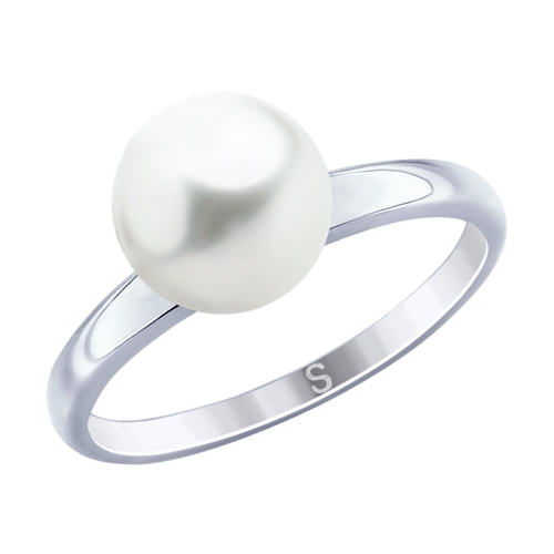 Классическое серебряное кольцо с жемчугом Swarovski