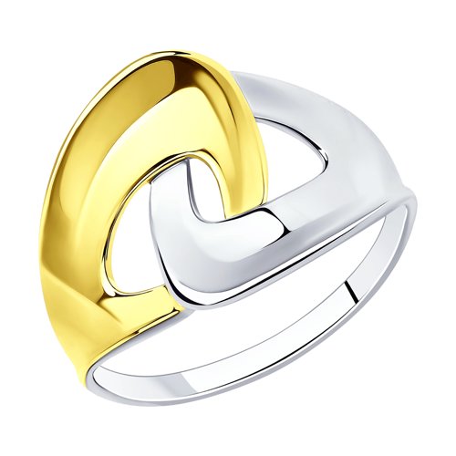 Кольцо из золочёного серебра с родированием