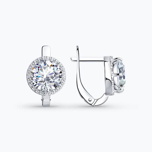Серьги из серебра с фианитами