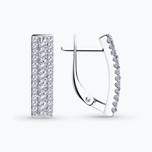 Серьги из серебра с фианитами