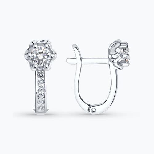 Серьги из серебра с фианитами
