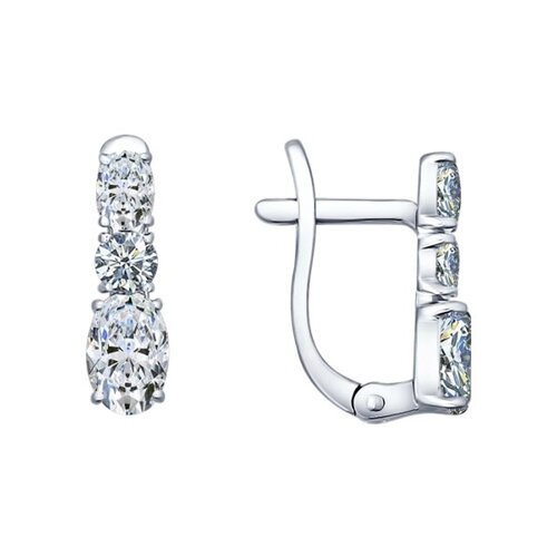Серьги из серебра с фианитами