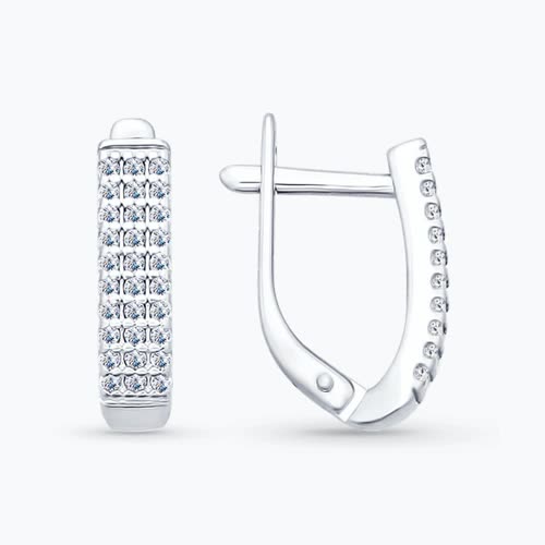 Серьги из серебра с фианитами