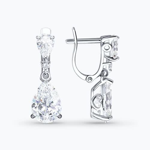 Серьги из серебра с фианитами