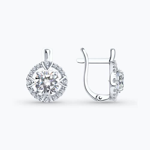 Серьги из серебра с фианитами