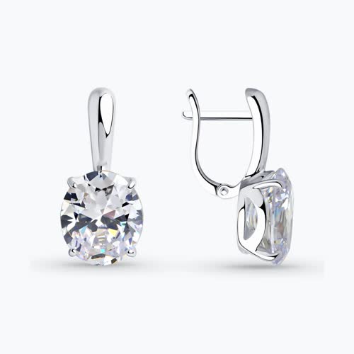 Серьги из серебра с фианитами