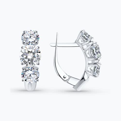 Серьги из серебра с фианитами