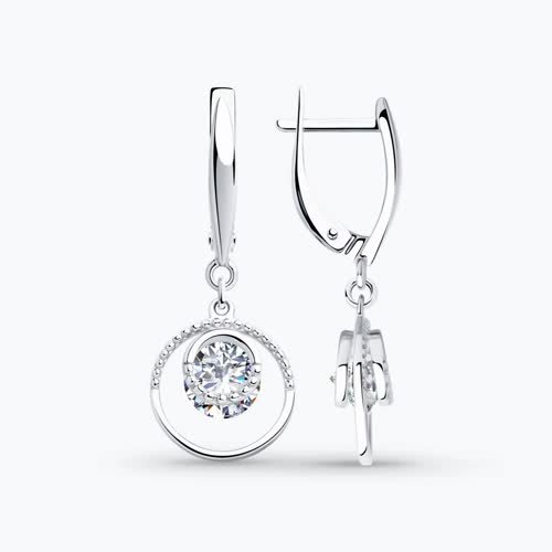 Серьги из серебра с фианитами