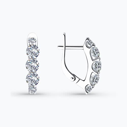 Серьги из серебра с фианитами