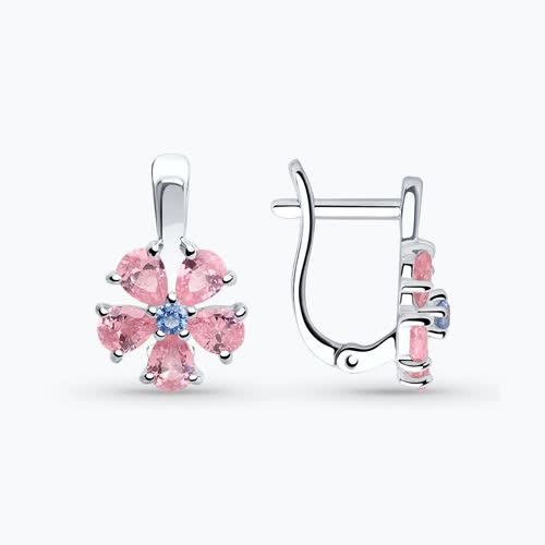 Серьги из серебра с фианитами
