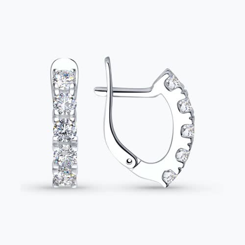 Серьги из серебра с фианитами