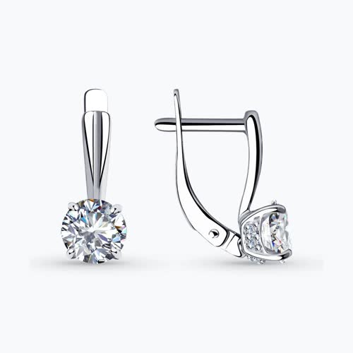 Серьги из серебра с фианитами