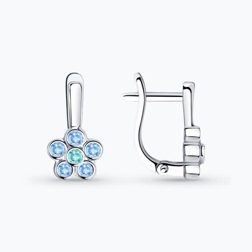 Серьги из серебра с фианитами