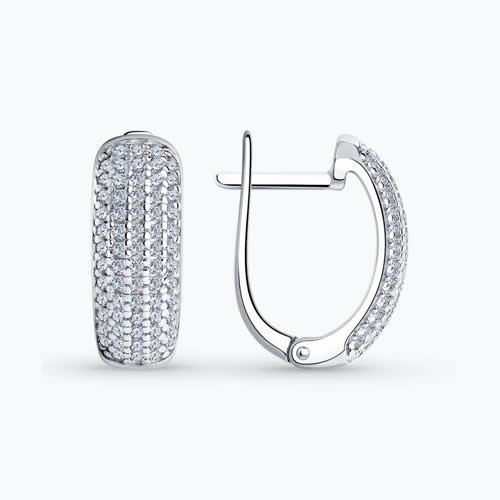 Серьги из серебра с фианитами