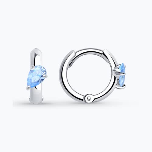 Серьги из серебра с фианитами
