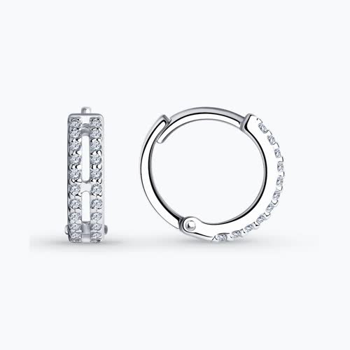 Серьги из серебра с фианитами