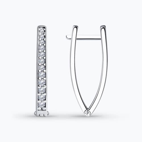 Серьги из серебра с фианитами