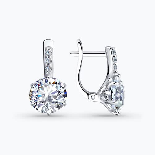 Серьги из серебра с фианитами