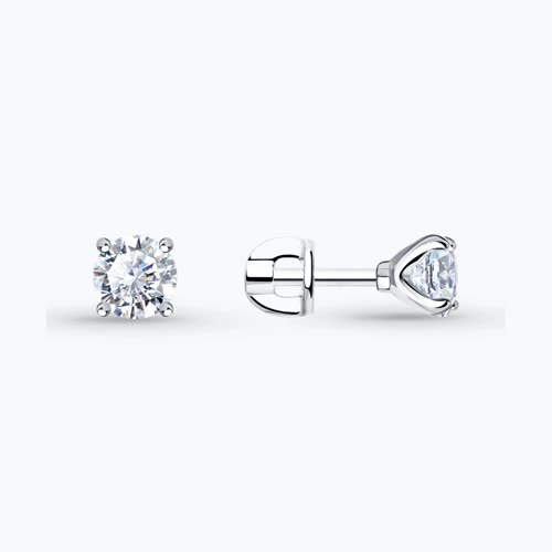 Серьги из серебра с фианитами