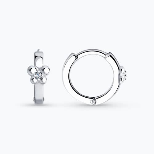 Серьги из серебра с фианитами
