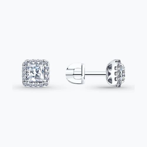 Серьги из серебра с фианитами
