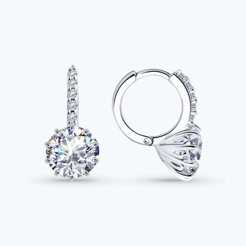 Серьги из серебра с фианитами