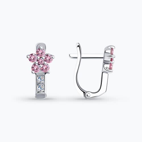 Серьги из серебра с фианитами