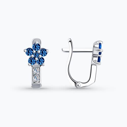 Серьги из серебра с фианитами