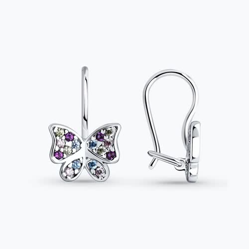 Серьги из серебра с фианитами